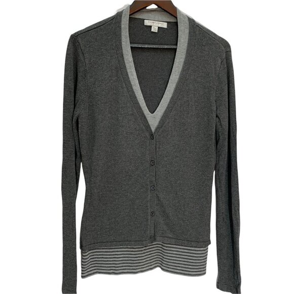 𝅺point Zero Grey V Neck Long Cardigan Size M - Picture 2 of 10